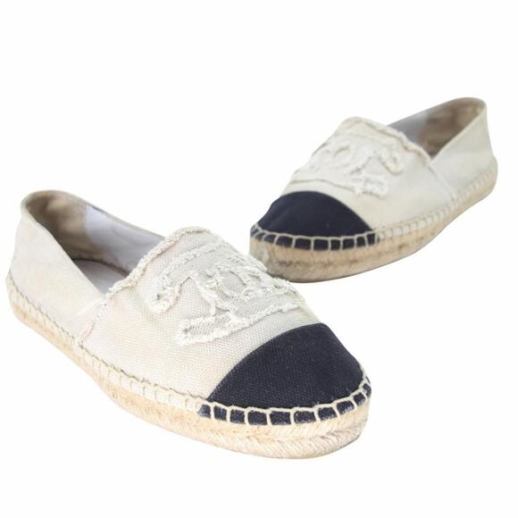 Chanel Espadrille 38 Cc Raw Canvas Woven Flats CC-0508N-0168 - Picture 2 of 11